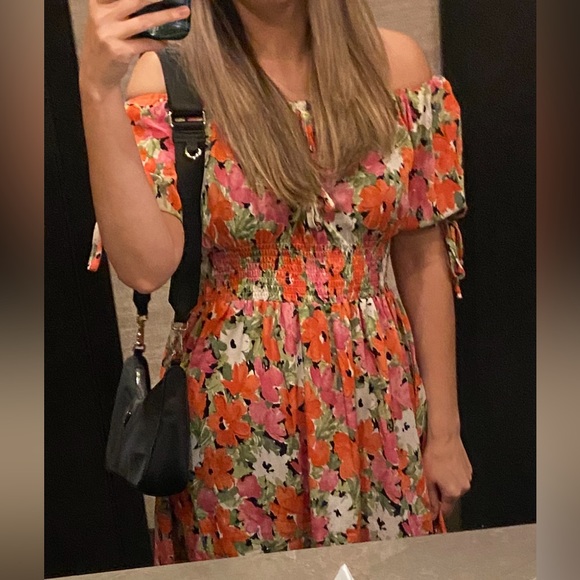 SHOWPO Octavia Dress in Pink - Off the Shoulder Floral Summer Dress - Picture 3 of 10